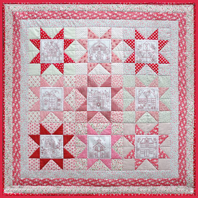 Little Patchwork Village Wall Quilt pre-printed linen
