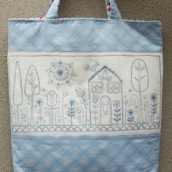 Birdbath Meadow Stitchery pre-printed linen