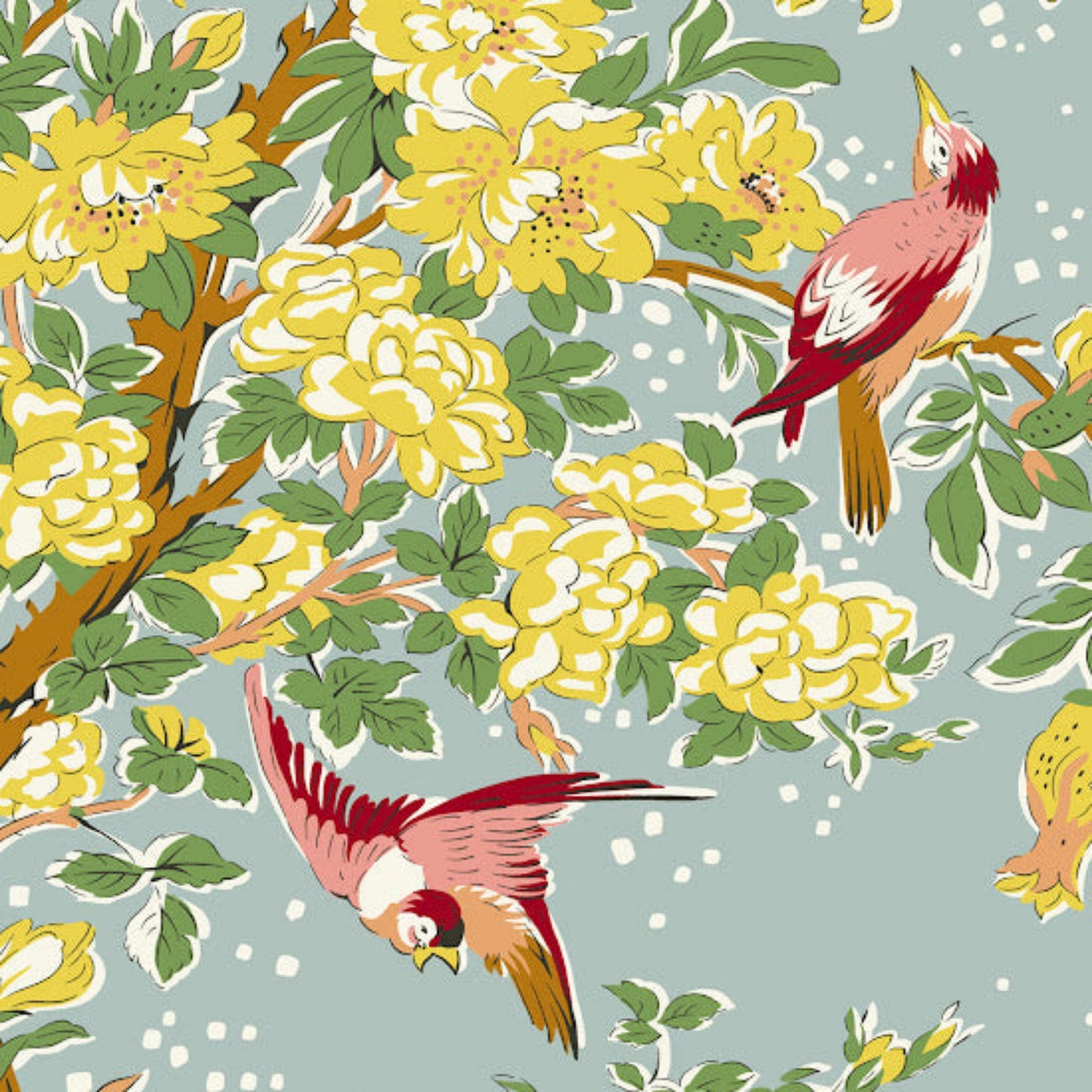 French vintage birds - sage