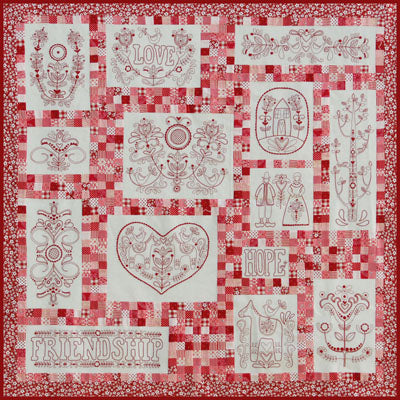 Scandanavian Rose pattern set pre-printed linen