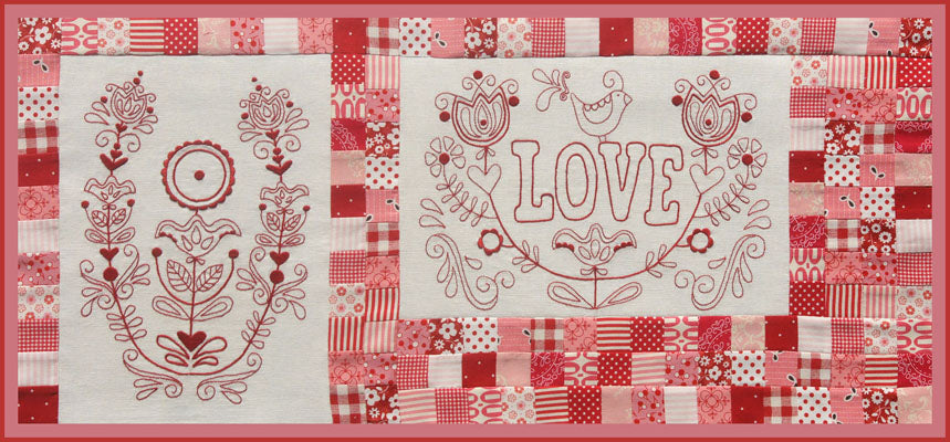 Scandanavian Rose pattern set pre-printed linen