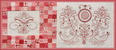 Scandanavian Rose pattern set pre-printed linen