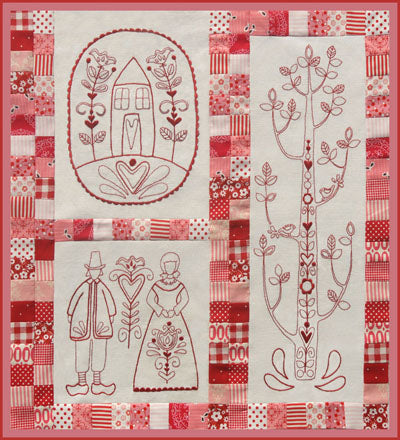 Scandanavian Rose pattern set pre-printed linen