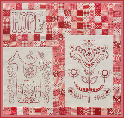 Scandanavian Rose pattern set pre-printed linen